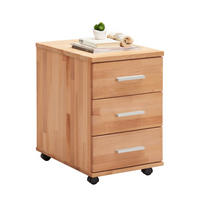 POJÍZDNÝ KONTEJNER, 40/63/60 cm - barvy stříbra/barvy buku, Natur, kov/dřevo (40/63/60cm) - Linea Natura
