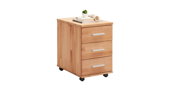 ROLLCONTAINER Buche massiv Buchefarben  - Silberfarben/Buchefarben, KONVENTIONELL, Holz/Kunststoff (40/63/60cm) - Linea Natura