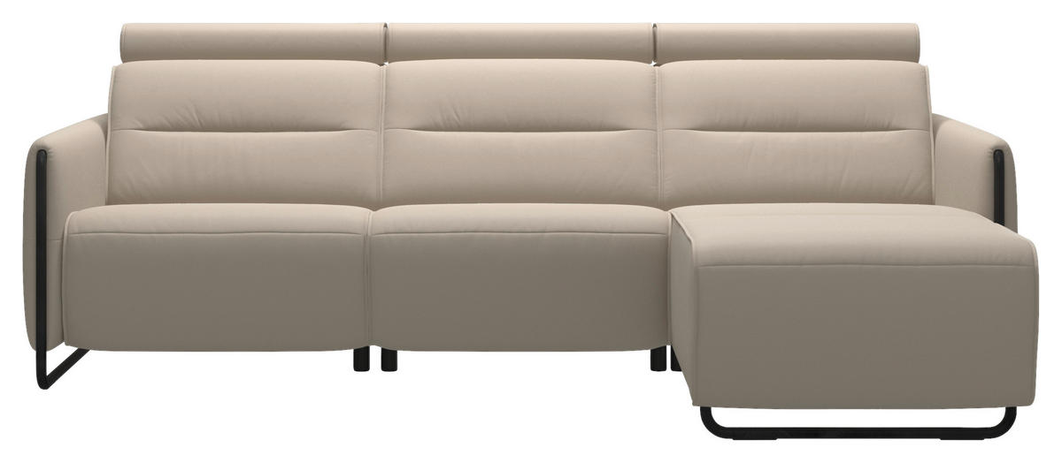 ECKSOFA Echtleder Grau, Schwarz  - Schwarz/Grau, Natur, Leder/Metall (248/184cm) - Stressless