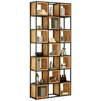 REGÁL, čierna, farba akácie, železo, akácia, 78/180/24 cm - čierna/farba akácie, Trend, kov/drevo (78/180/24cm) - Ambia Home