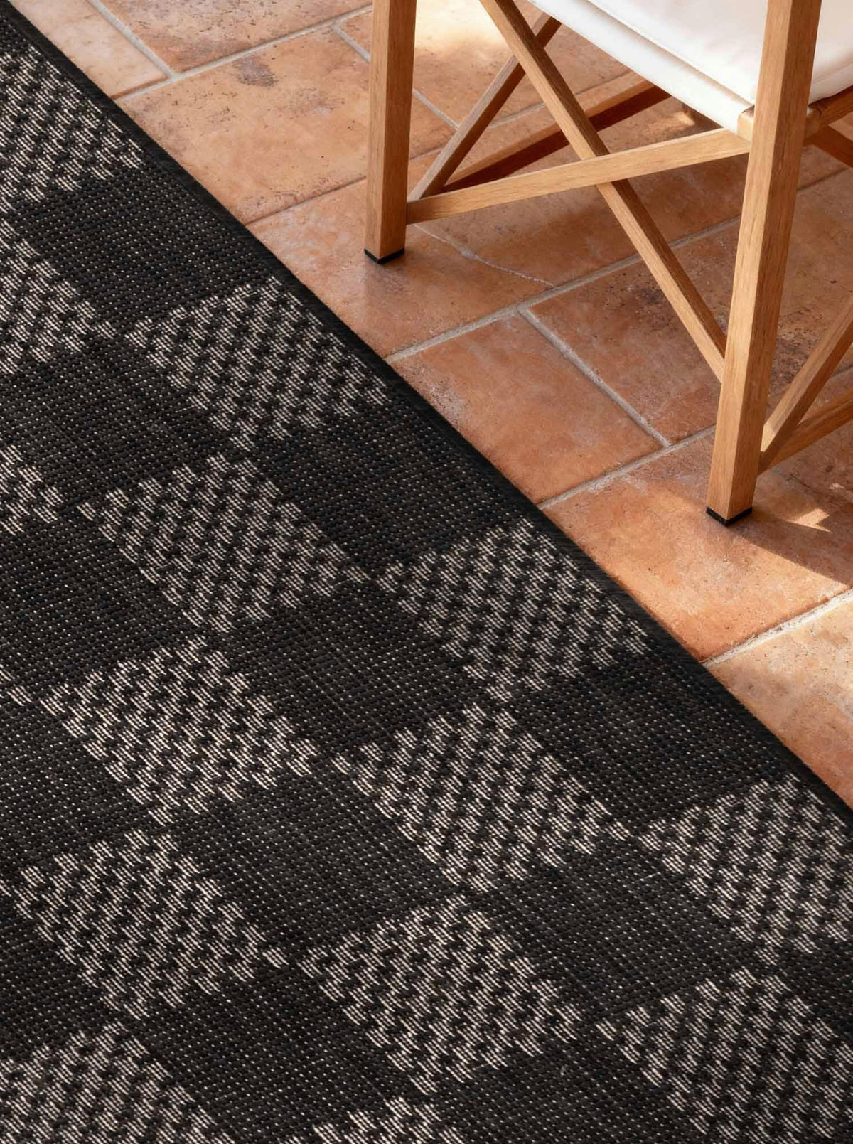 FLACHWEBETEPPICH 80/200 cm Haringey Schwarz, Weiß rechteckig  - Schwarz/Weiß, Design, Kunststoff (80/200cm)