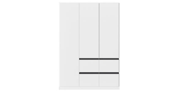 KLEIDERSCHRANK 3-türig Weiß, Dunkelgrau  - Dunkelgrau/Weiß, Trend, Holzwerkstoff/Kunststoff (136/197/54cm) - Xora