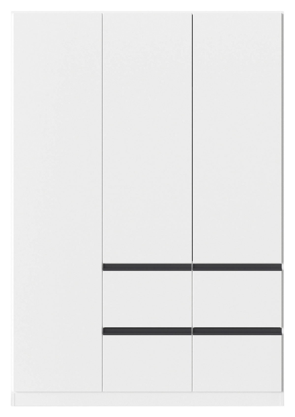 KLEIDERSCHRANK 3-türig Weiß, Dunkelgrau  - Dunkelgrau/Weiß, Trend, Holzwerkstoff/Kunststoff (136/197/54cm) - Xora