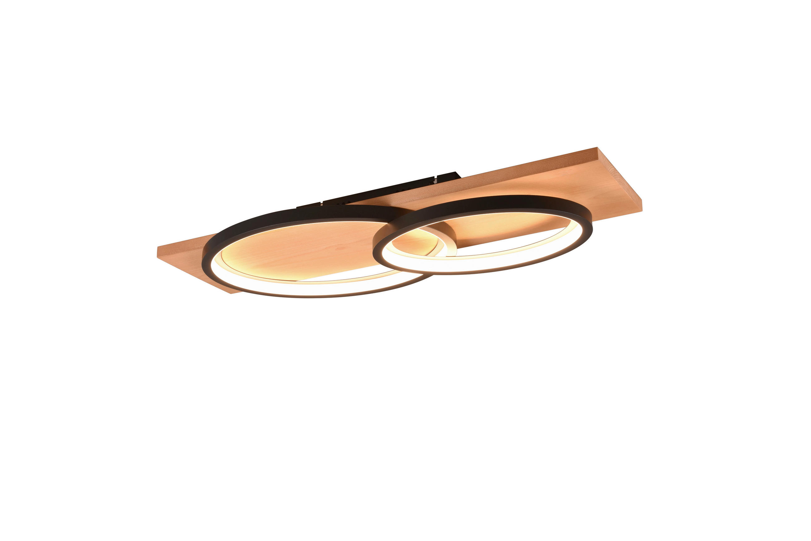LED-DECKENLEUCHTE    75/33/10 cm  - Schwarz/Braun, Basics, Holz/Metall (75/33/10cm) - Trio Leuchten