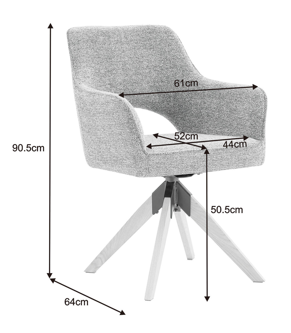 STOLICA S NASLONOM ZA RUKE  boje hrasta, bež  drvo, metal, tekstil      - boje hrasta/bež, Moderno, drvo/metal (60/89/65,5cm) - Livetastic