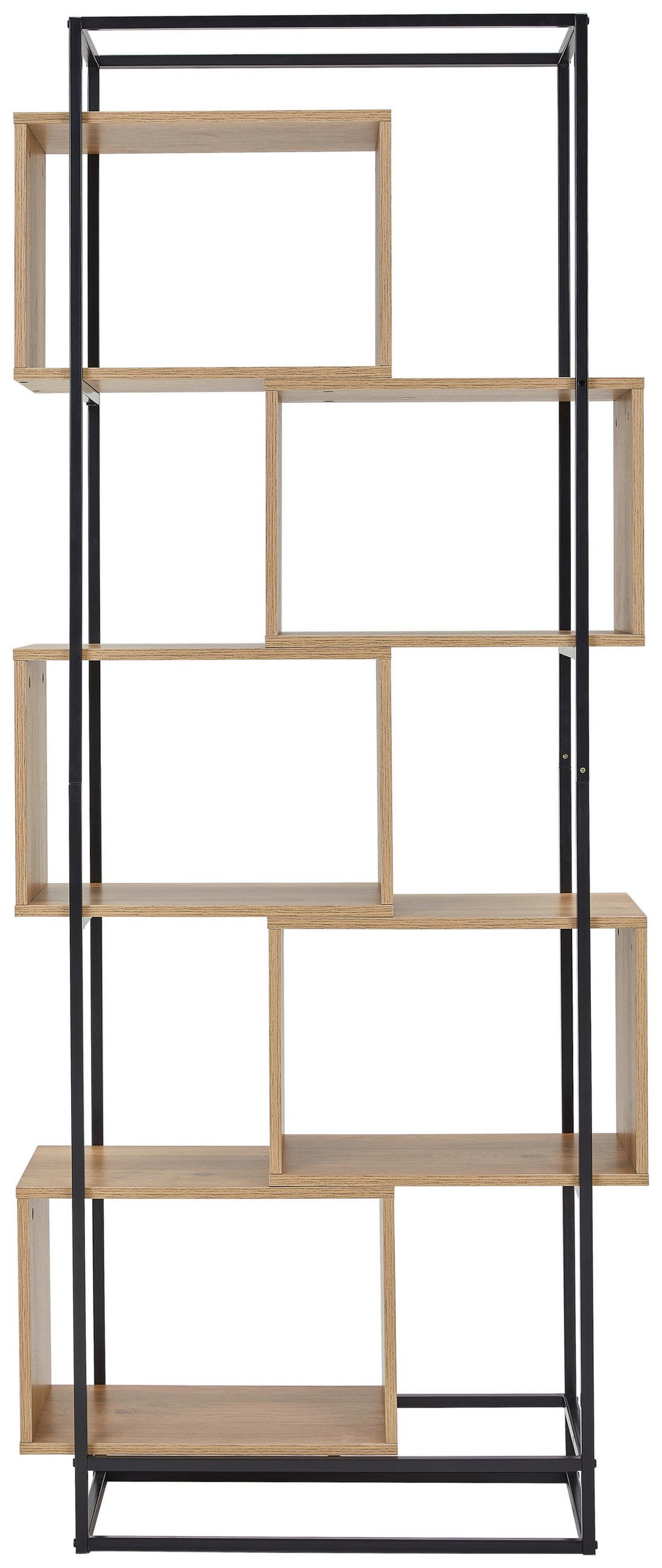REGAL  80/194/33,2 cm Naturfarben, Schwarz, Braun  - Schwarz/Naturfarben, Design, Holzwerkstoff/Metall (80/194/33,2cm) - Xora