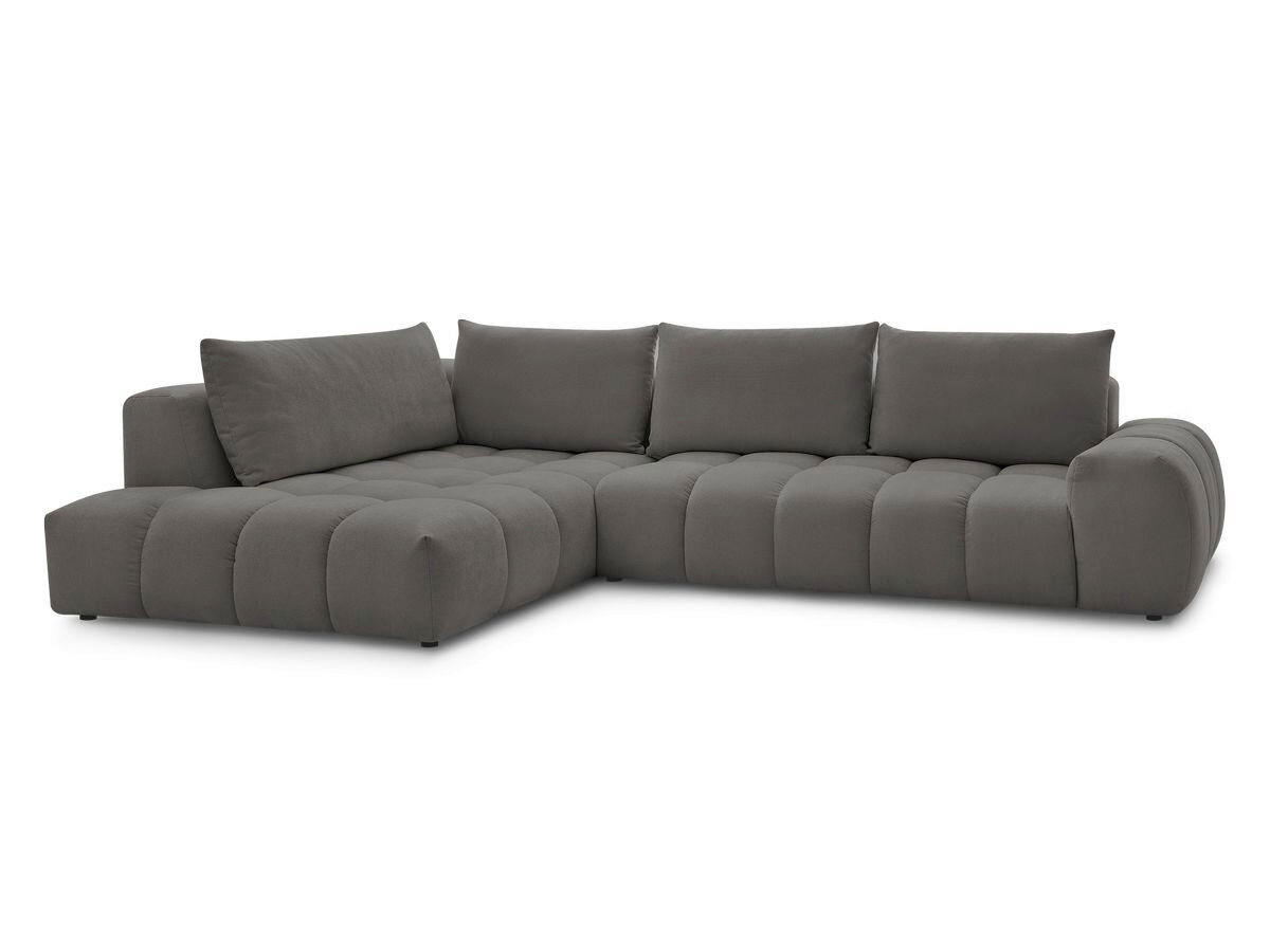 ECKSOFA Ottomane links  EVEREST Dunkelgrau Struktur  - Dunkelgrau/Schwarz, MODERN, Kunststoff/Textil (210/352cm)