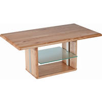 COUCHTISCH in Holz, Glas 110/65/50-69 cm  - Buchefarben, Konventionell, Glas/Holz (110/65/50-69cm) - Linea Natura
