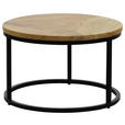 COUCHTISCHSET Mangoholz vollmassiv rund Naturfarben  - Schwarz/Naturfarben, Design, Holz (60/80/60/80/42/45cm) - Carryhome