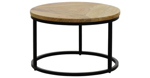 COUCHTISCHSET Mangoholz vollmassiv rund Naturfarben  - Schwarz/Naturfarben, Design, Holz (60/80/60/80/42/45cm) - Carryhome