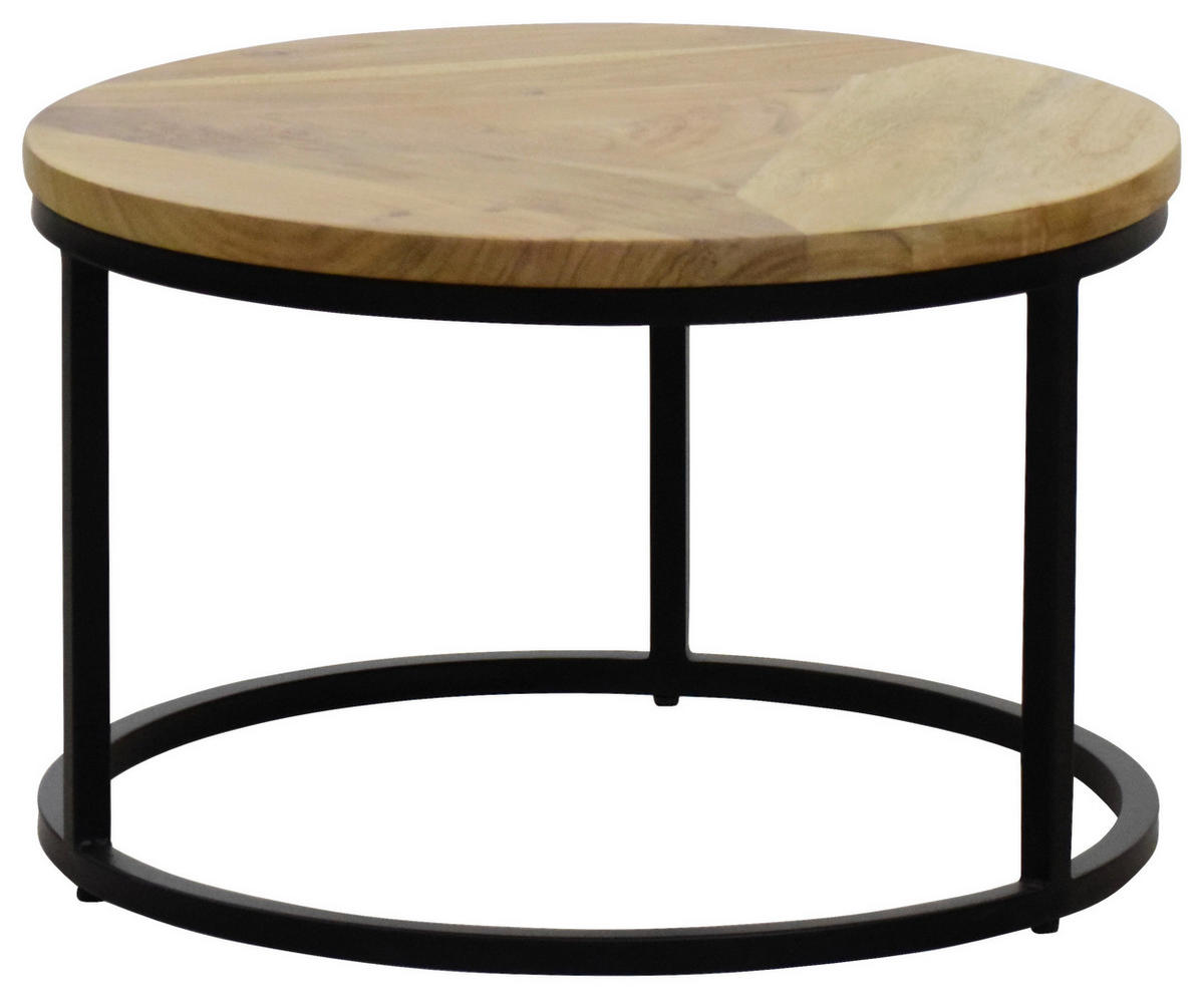 COUCHTISCHSET Mangoholz vollmassiv rund Naturfarben  - Schwarz/Naturfarben, Design, Holz (60/80/60/80/42/45cm) - Carryhome