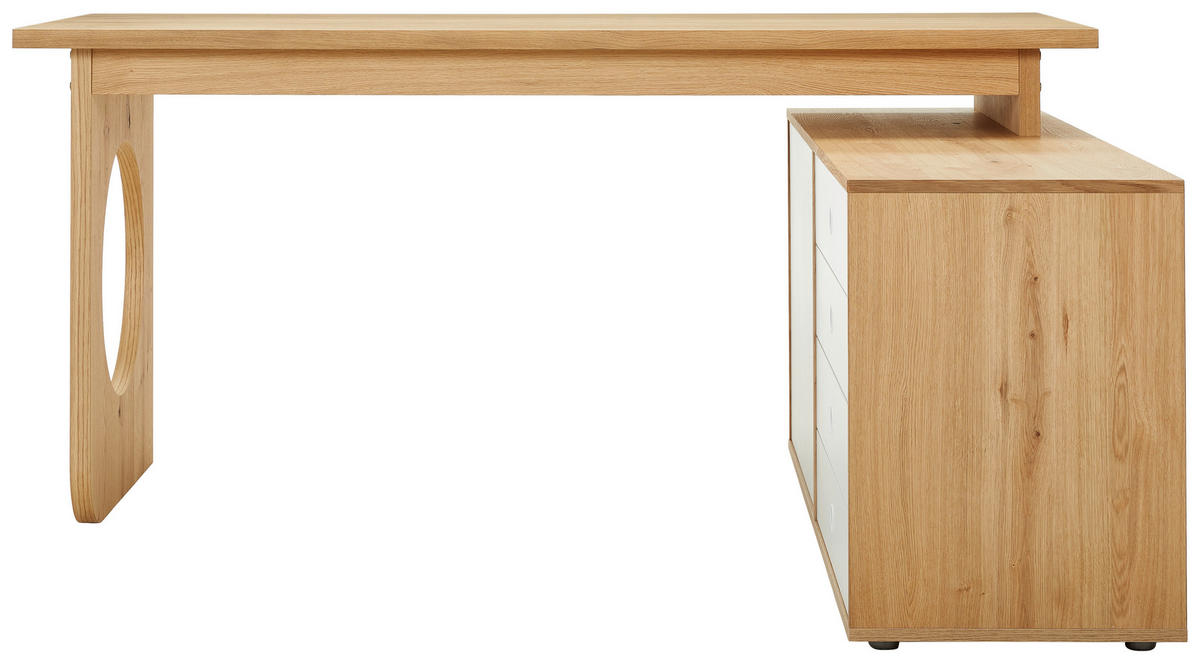 ECKSCHREIBTISCH 160/140/75 cm  in Weiß, Eichefarben  - Eichefarben/Weiß, MODERN, Holz/Holzwerkstoff (160/140/75cm) - Boxxx
