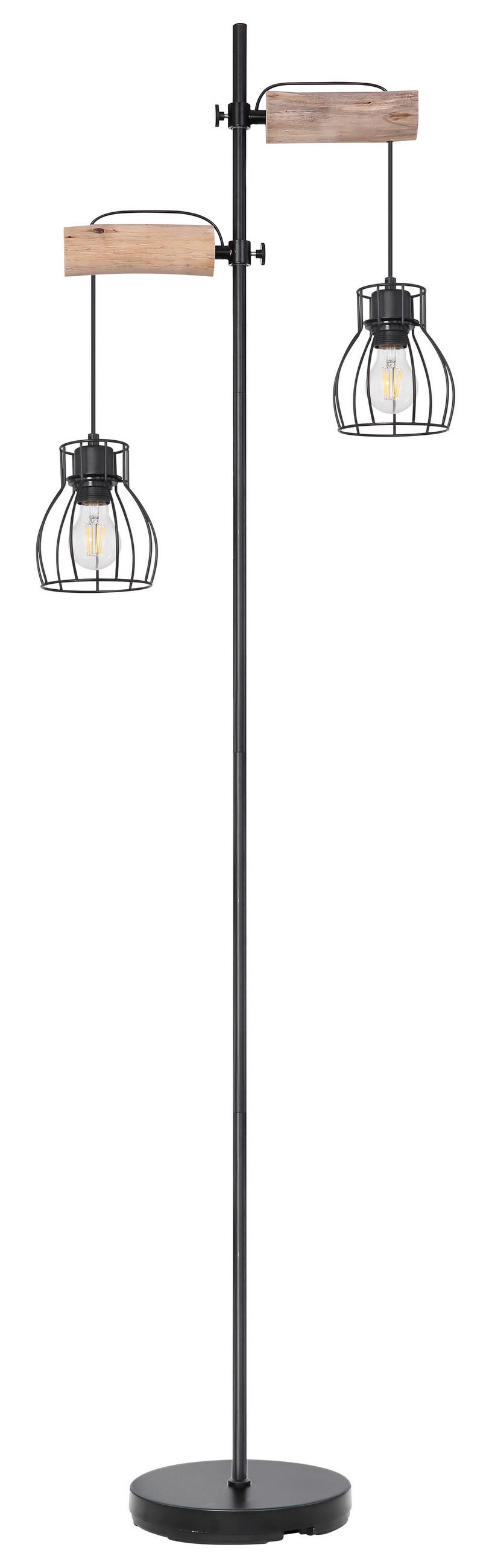 STOJACÍ LAMPA, 47/168 cm  - černá/přírodní barvy, Design, kov/dřevo (47/168cm)