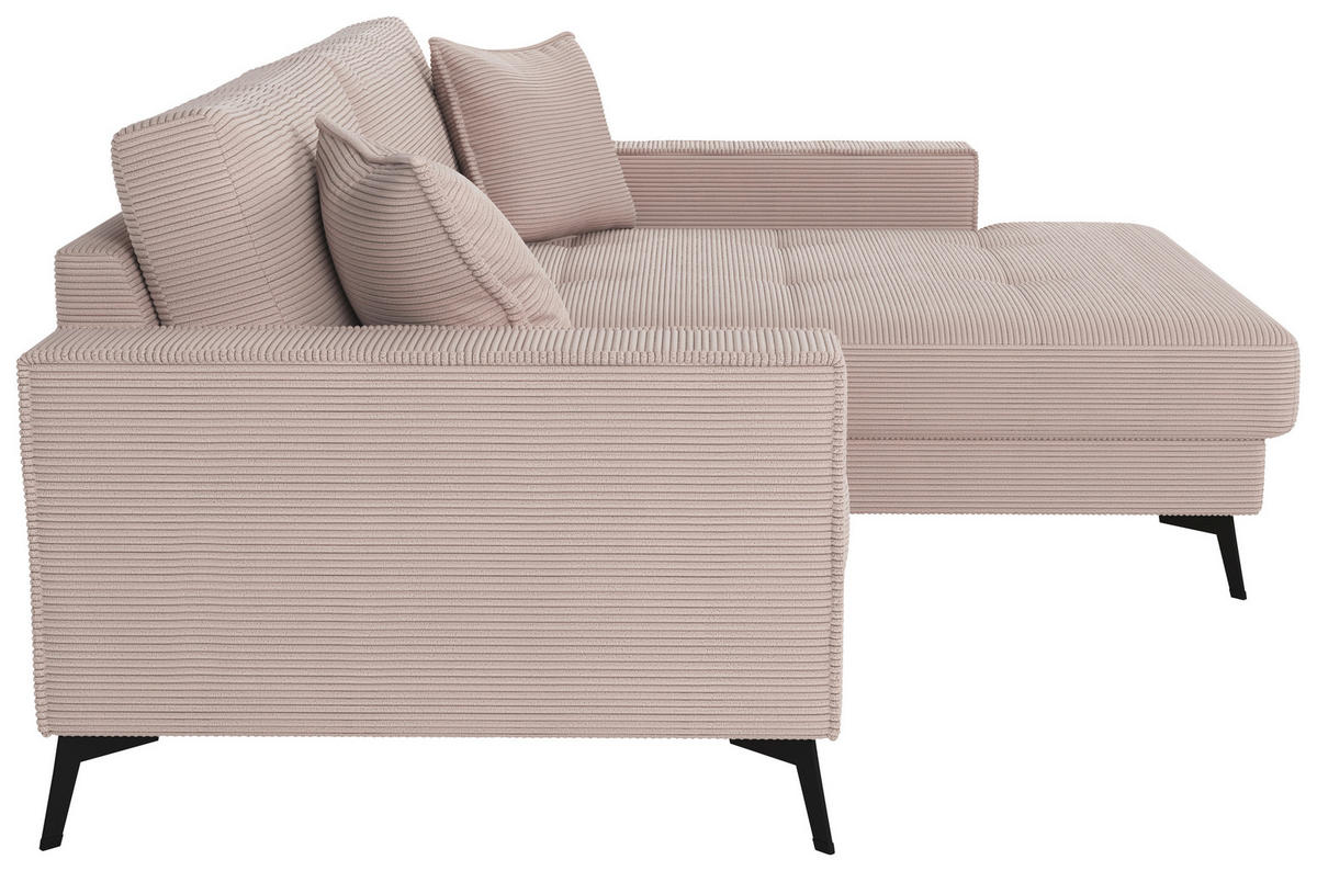 ECKSOFA TED Rosa Cord Zierkissen  - Schwarz/Rosa, Trend, Textil/Metall (228/174cm) - P & B