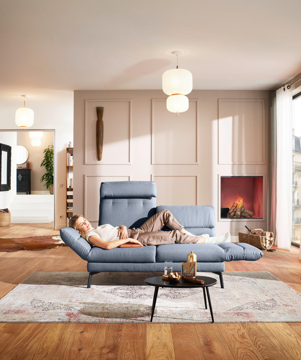 2-SITZER-SOFA Flachgewebe Blaugrau  - Blaugrau/Schwarz, Design, Textil/Metall (178-226/83-113/96-177cm) - Dieter Knoll