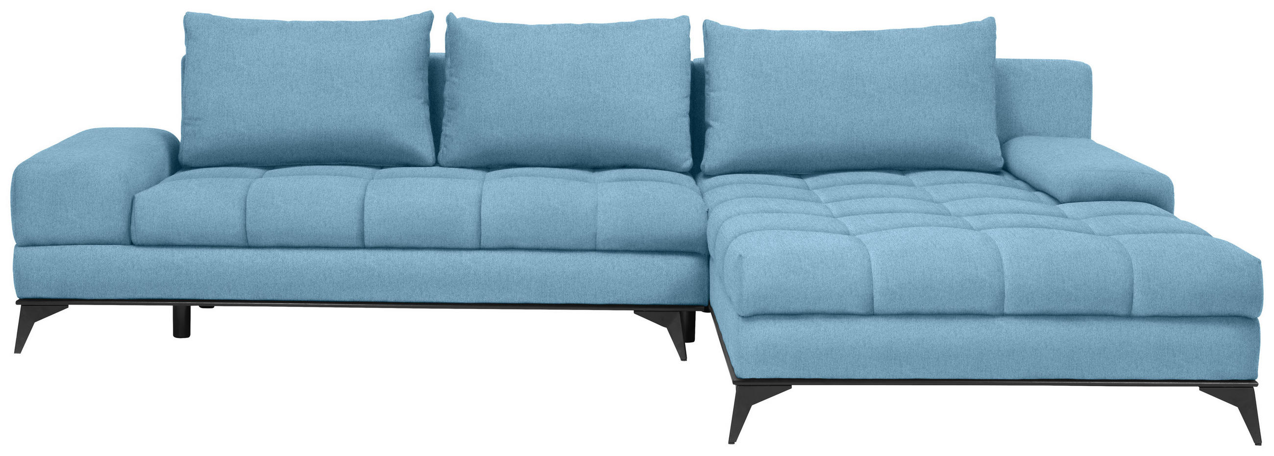 ECKSOFA Blau Webstoff  - Blau/Schwarz, Design, Textil/Metall (315/212cm) - Carryhome
