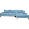 ECKSOFA Blau Webstoff  - Blau/Schwarz, Design, Textil/Metall (315/212cm) - Carryhome