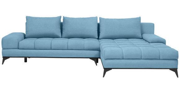 ECKSOFA Blau Webstoff  - Blau/Schwarz, Design, Textil/Metall (315/212cm) - Carryhome
