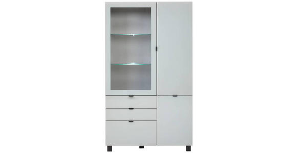 VITRINE in Grau, Hellgrau  - Hellgrau/Schwarz, Design, Glas/Holzwerkstoff (109,7/190,7/41,4cm) - Hom`in