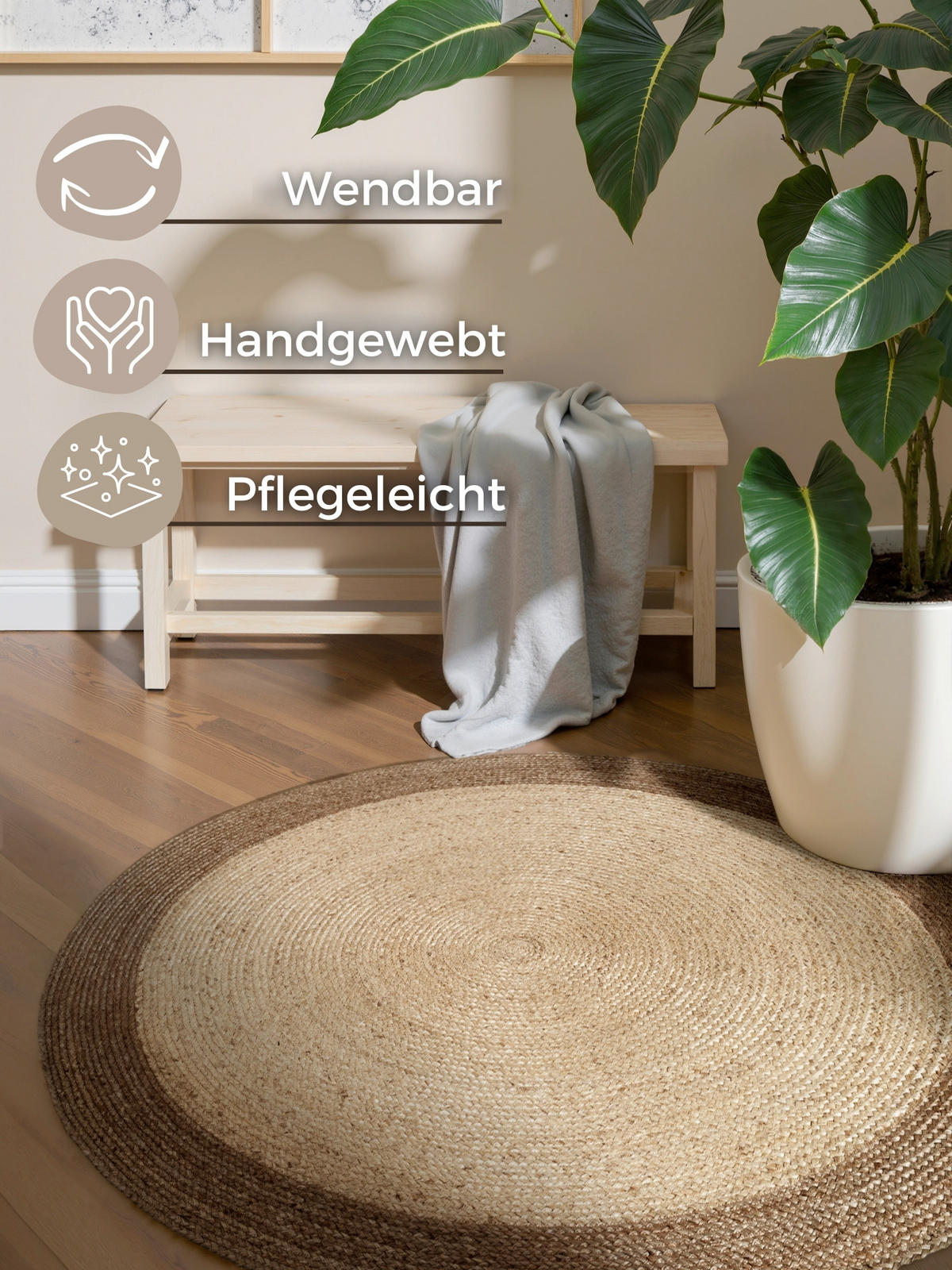 JUTETEPPICH 240 cm Jutta Creme, Greige  - Greige/Creme, Basics, Textil (240cm)