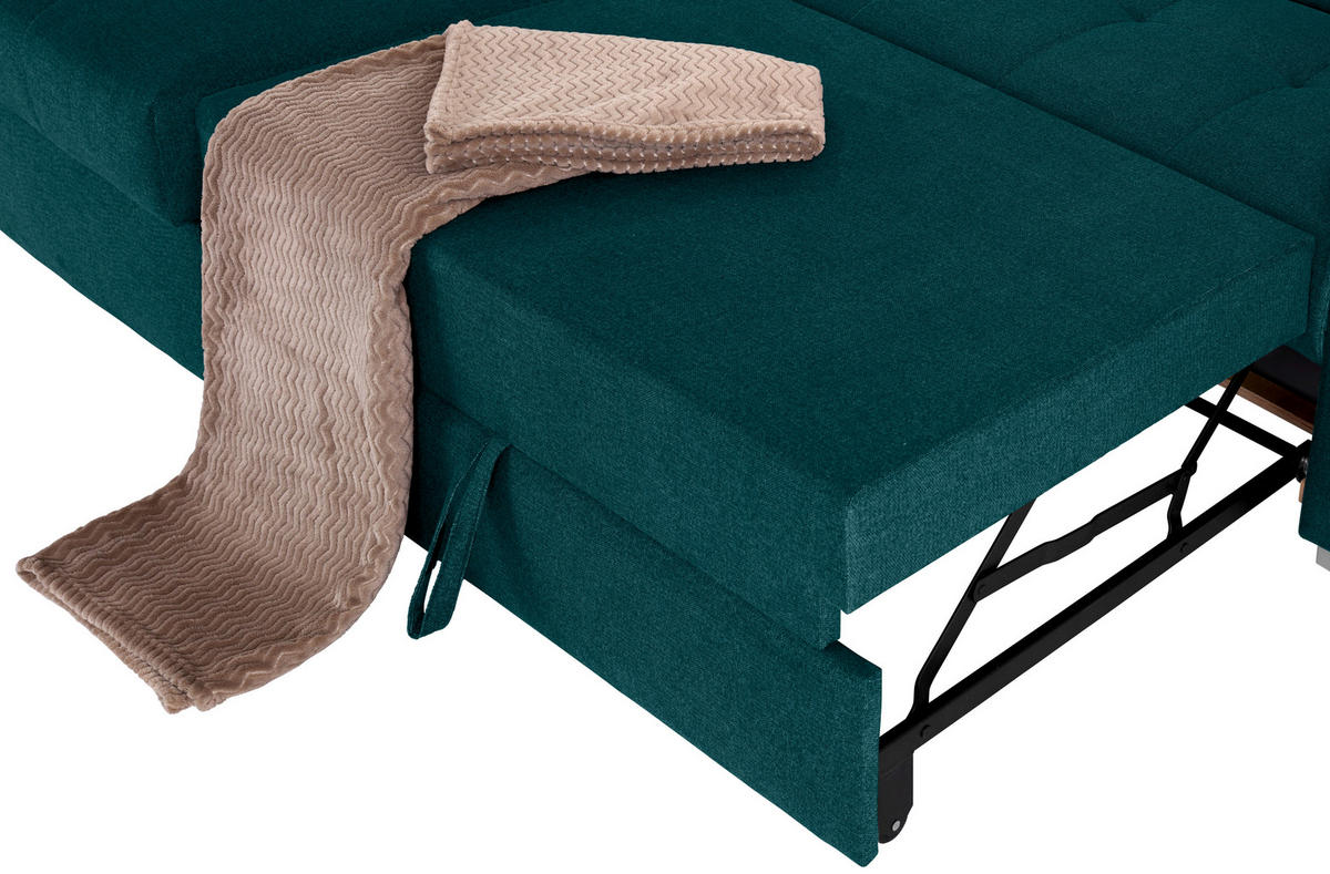 ECKSOFA in Velours Dunkelgrün  - Dunkelgrün/Silberfarben, Design, Holz/Textil (183/292cm) - Livetastic
