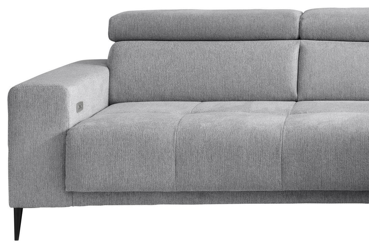 ECKSOFA INTERA in Chenille Silberfarben  305/225 cm  - Silberfarben/Schwarz, KONVENTIONELL, Textil/Metall (305/225cm) - Livetastic