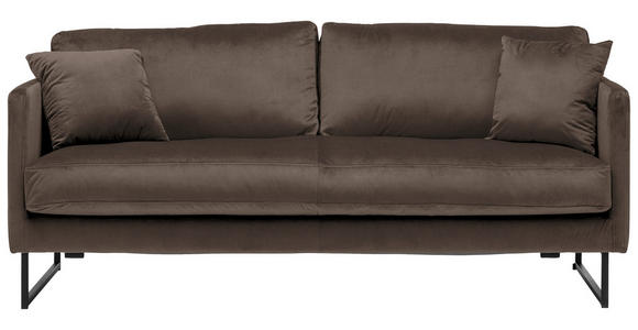 2,5-SITZER Samt Braun - Schwarz/Braun, Design, Textil/Metall (180/78/84cm) - Carryhome