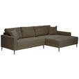 ECKSOFA Braun Cord  - Schwarz/Braun, KONVENTIONELL, Textil/Metall (276/173cm) - Carryhome