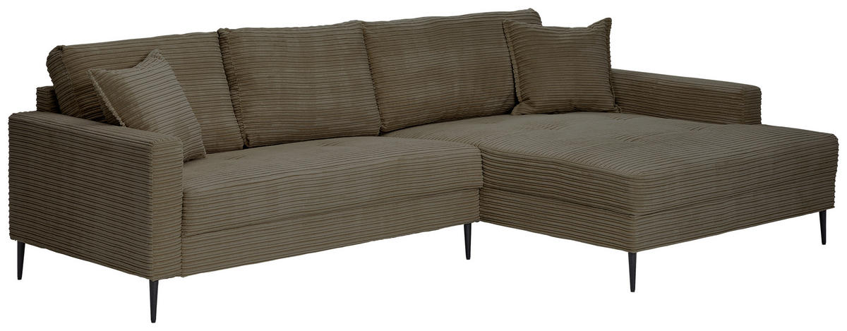 ECKSOFA in Cord Braun  276/173 cm  - Schwarz/Braun, KONVENTIONELL, Textil/Metall (276/173cm) - Carryhome