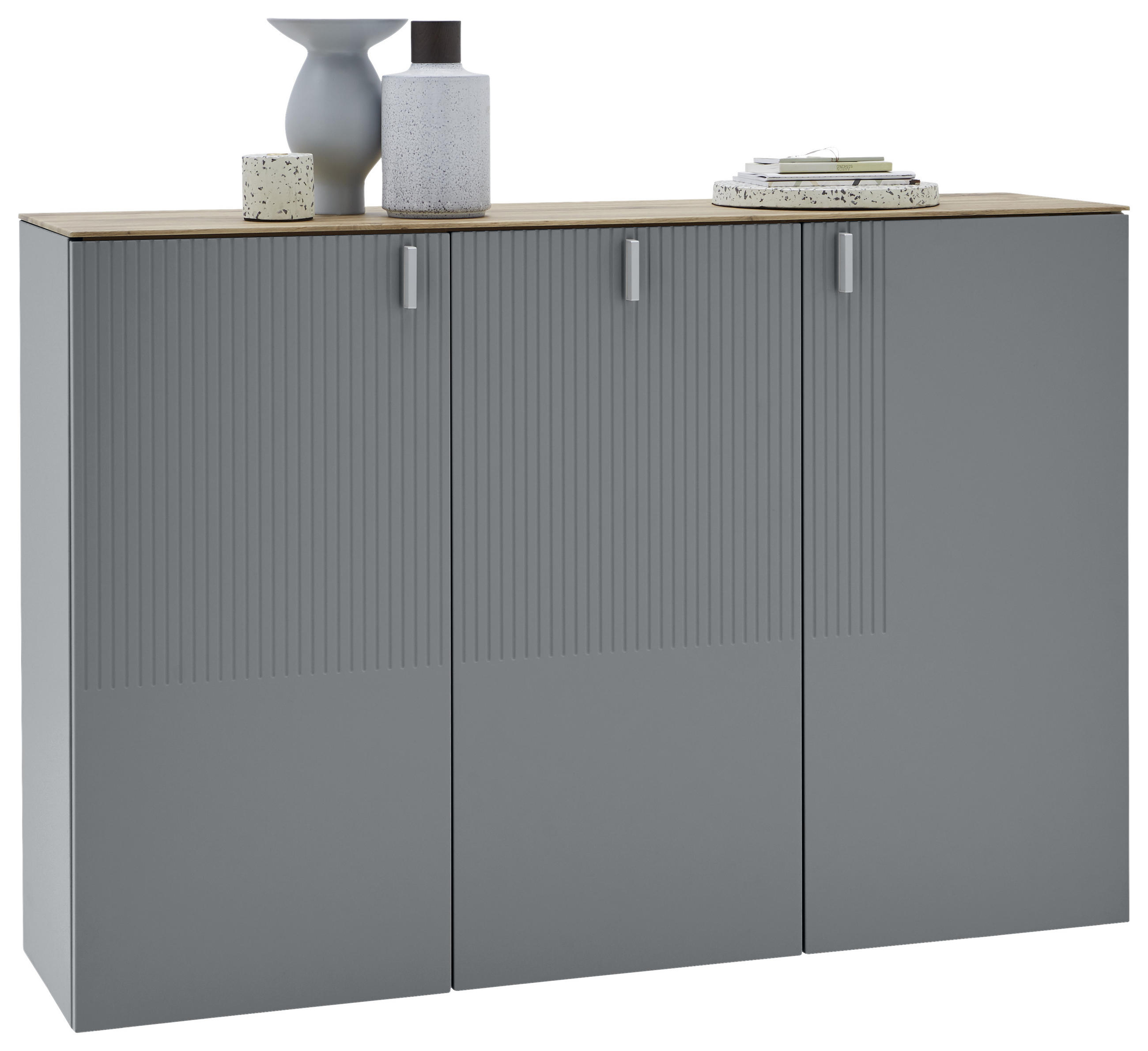 HÄNGESCHUHSCHRANK Eiche furniert Grau, Eichefarben  - Eichefarben/Grau, Design, Holz/Holzwerkstoff (139/94/36cm) - Dieter Knoll