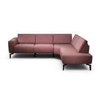 ECKSOFA Cosy Rot Samt  - Rot/Schwarz, Design, Textil/Metall (256/193cm) - SENSOO
