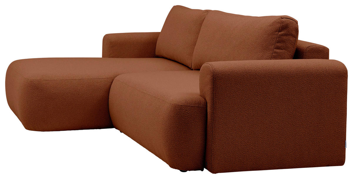ECKSOFA Rostfarben Bouclé Rückenkissen, Rücken echt  - Rostfarben/Schwarz, KONVENTIONELL, Kunststoff/Textil (170/257cm) - Tom Tailor