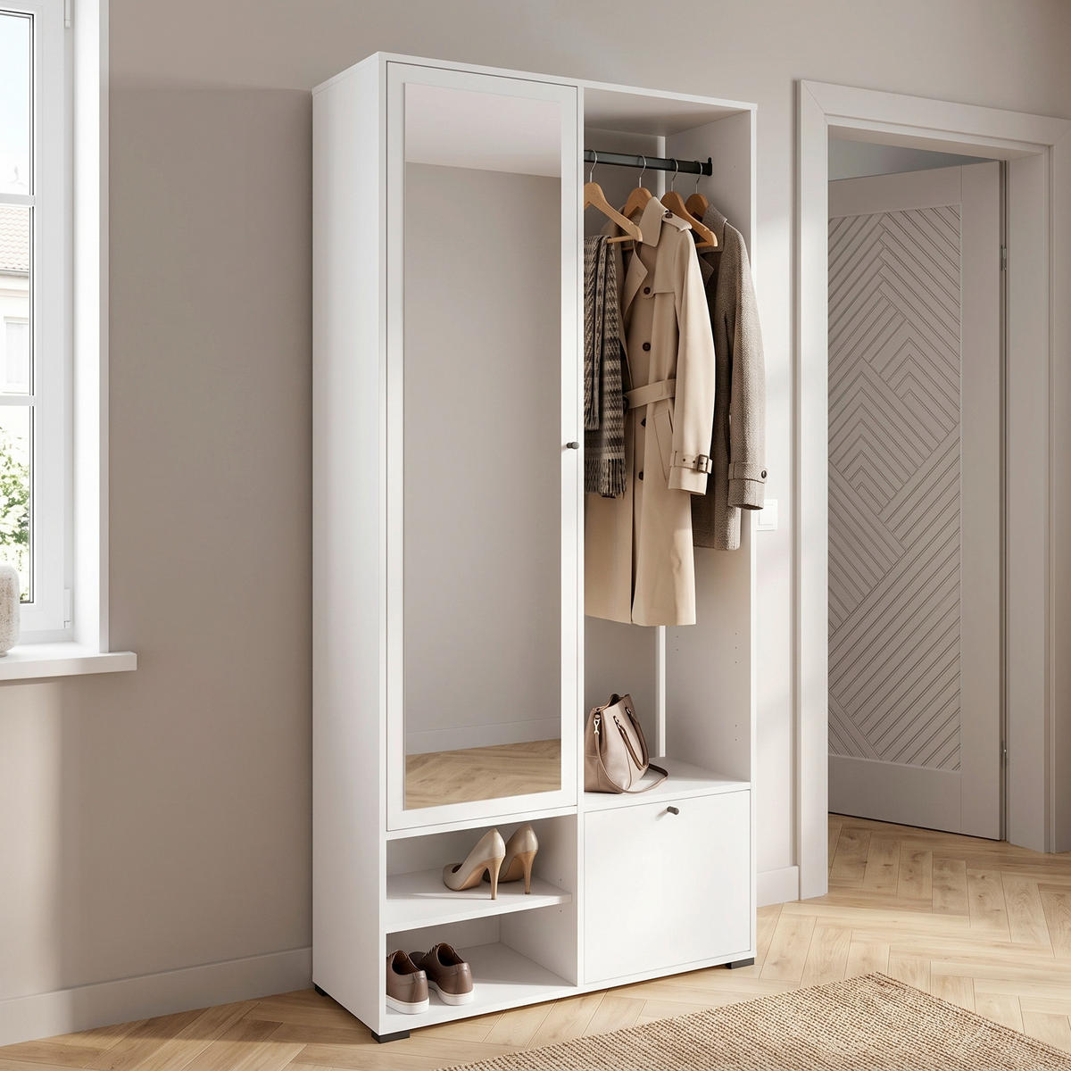 Ansamblu De Hol, 90/190/33 cm  - alb, Trend, material pe bază de lemn (90/190/33cm) - P & B