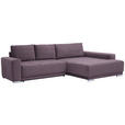 ECKSOFA inkl. Funktionen in Flachgewebe Rotbraun  - Rotbraun/Silberfarben, Design, Holz/Textil (293/195cm) - Cantus