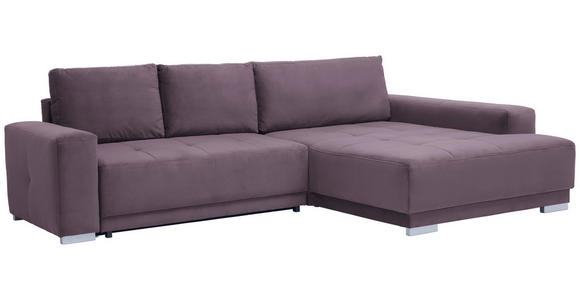 ECKSOFA inkl. Funktionen in Flachgewebe Rotbraun  - Rotbraun/Silberfarben, Design, Holz/Textil (293/195cm) - Cantus