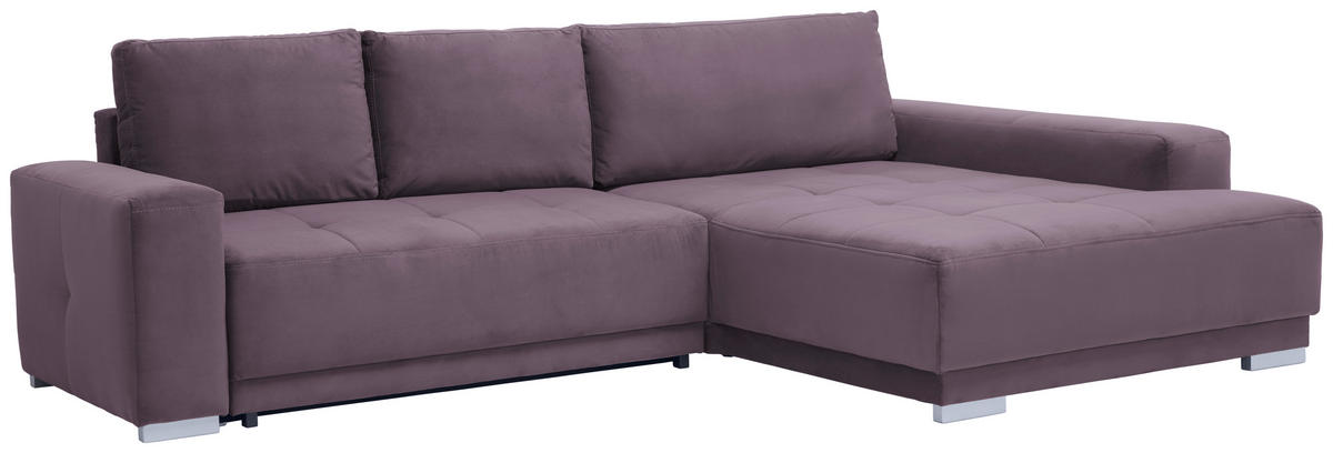 ECKSOFA inkl. Funktionen in Flachgewebe Rotbraun  - Rotbraun/Silberfarben, Design, Holz/Textil (293/195cm) - Cantus