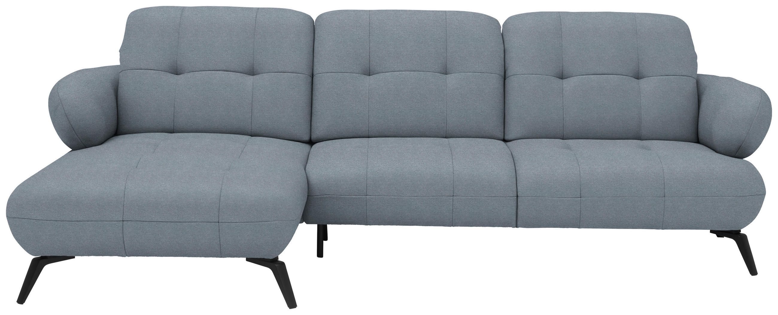 ECKSOFA Flachgewebe Blau  - Blau/Schwarz, Modern, Textil/Metall (180/282cm) - Novel