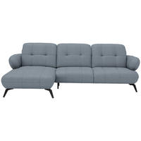 ECKSOFA Flachgewebe Blau  - Blau/Schwarz, Modern, Textil/Metall (180/282cm) - Novel