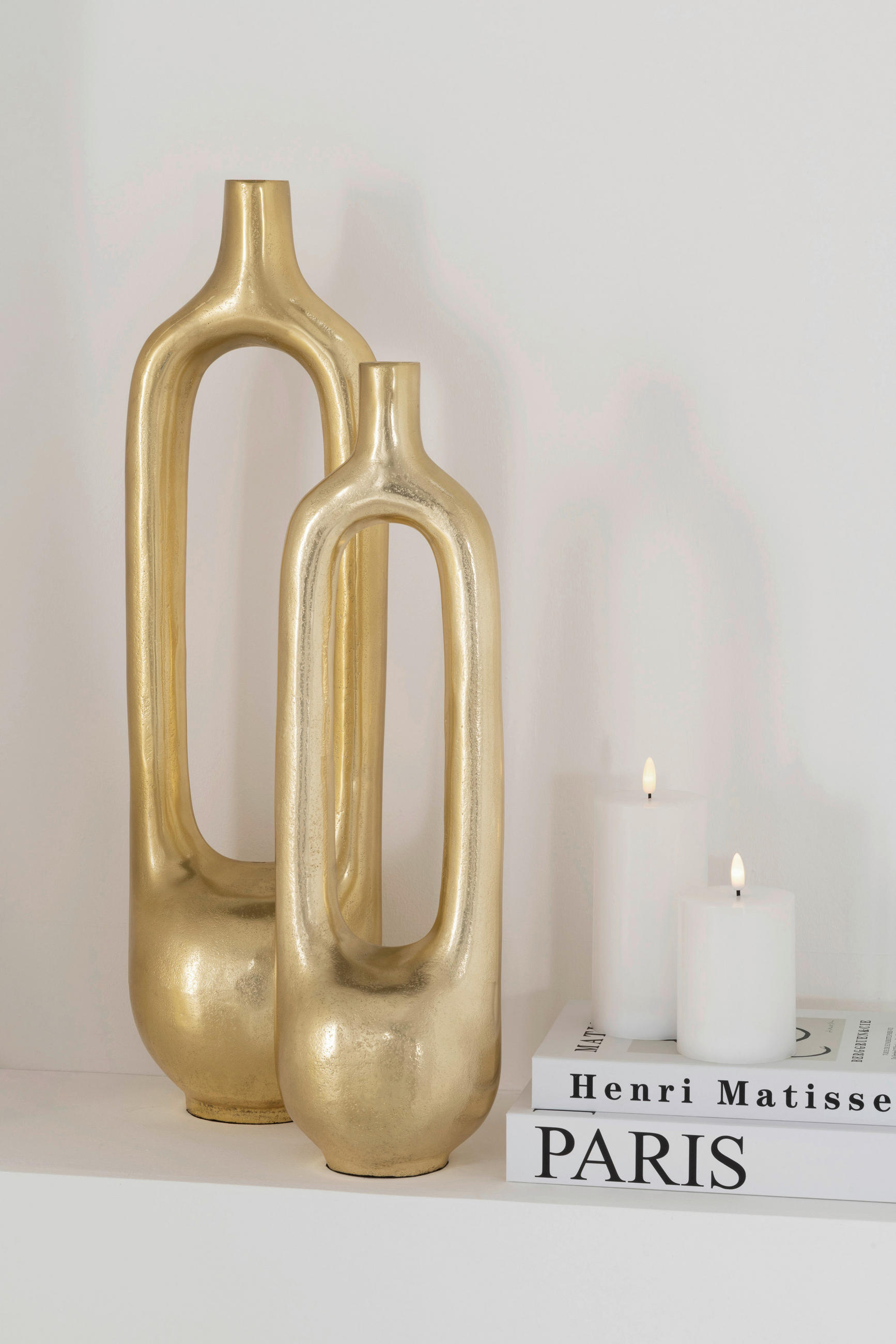 DEKOVASE  - Goldfarben, Basics, Metall (15,5/11/51cm)