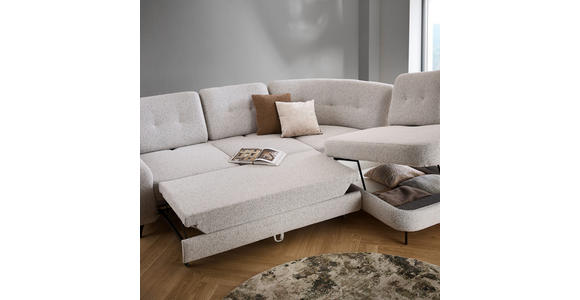 ECKSOFA in Webstoff Hellgrau 280/236 cm - Hellgrau/Schwarz, MODERN, Textil/Metall (280/236cm) - Valnatura