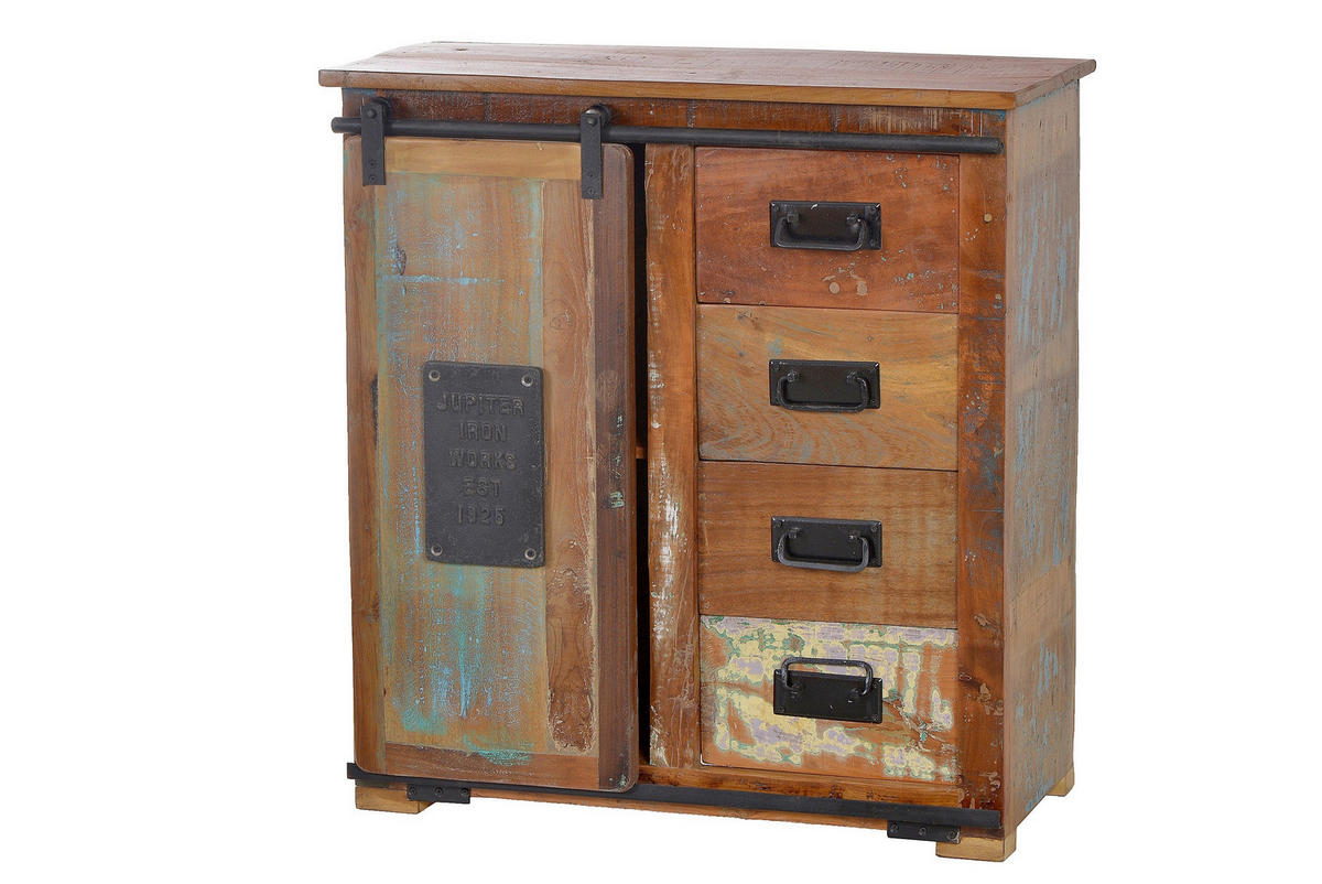 MEHRZWECKSCHRANK 77/80/38 cm  in Multicolor, Naturfarben  - Multicolor/Schwarz, MODERN, Holz/Metall (77/80/38cm) - MID.YOU