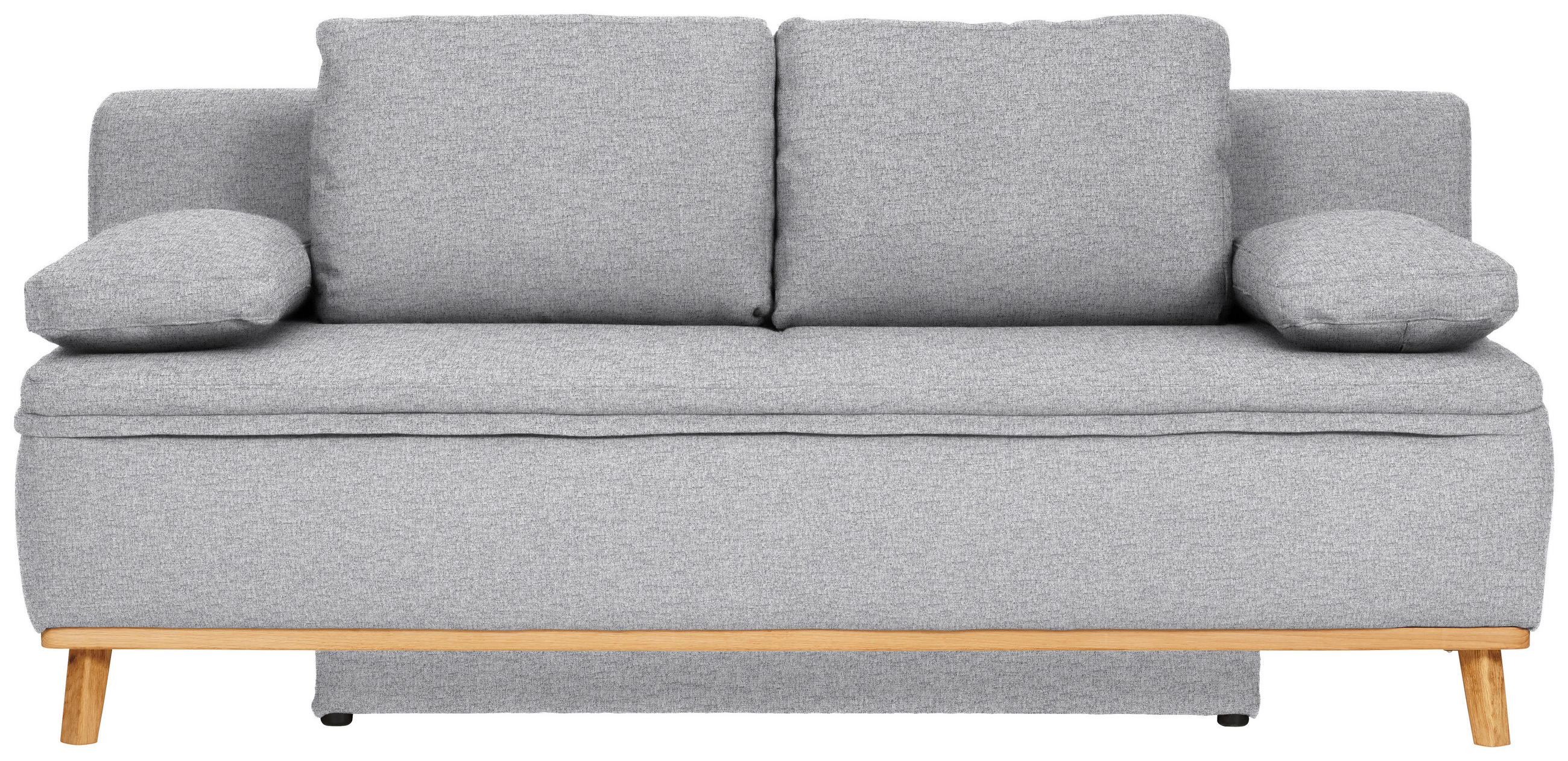 SCHLAFSOFA Primia  mit Rücken echt Webstoff Grau  - Eichefarben/Naturfarben, KONVENTIONELL, Holz/Textil (203/95/96cm) - Venda
