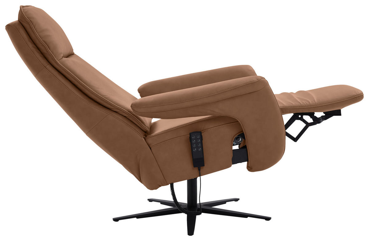 RELAXSESSEL in Leder Braun  - Schwarz/Braun, Design, Leder/Metall (83/123/87cm) - Valdera