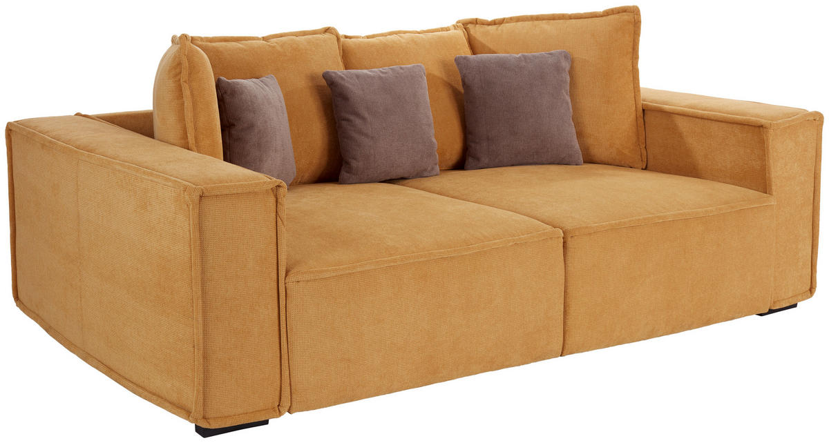 BIGSOFA in Taupe, Gelb  - Taupe/Gelb, Modern, Holz/Textil (244/62/117cm) - MID.YOU