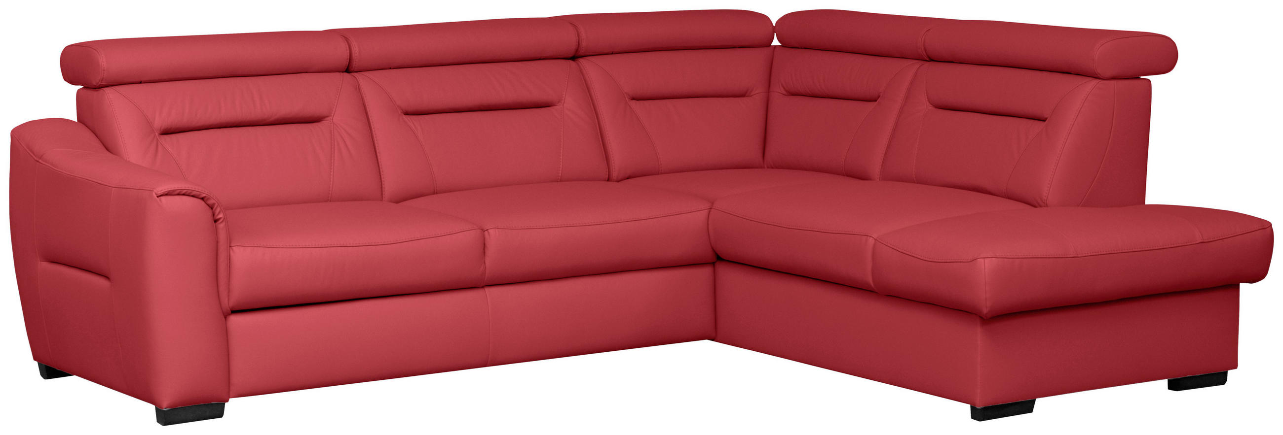 ECKSOFA Lederlook Echtleder Rot  - Wengefarben/Rot, Design, Leder/Holz (260/212cm) - Celina Home