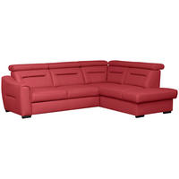 ECKSOFA Lederlook Echtleder Rot  - Wengefarben/Rot, Design, Leder/Holz (260/212cm) - Celina Home
