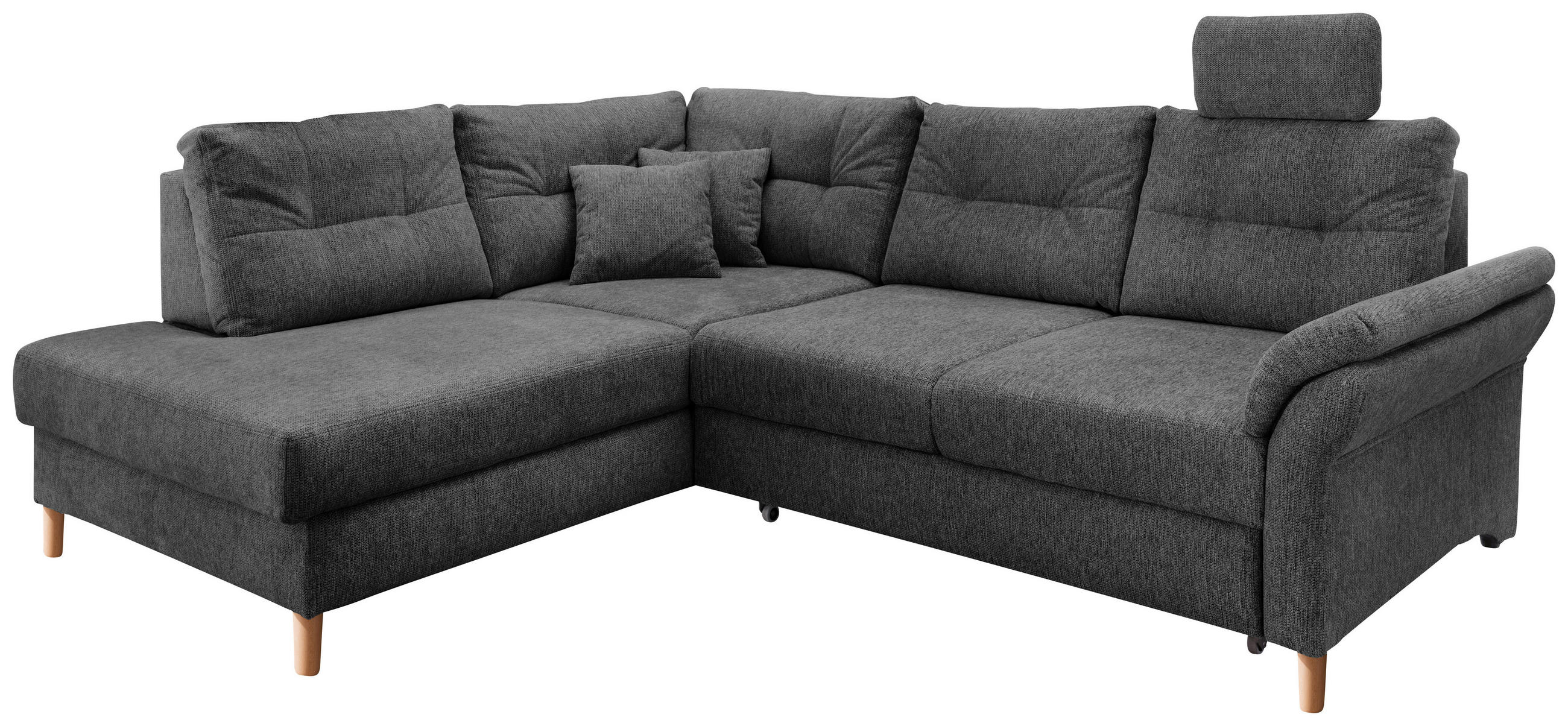 ECKSOFA Anthrazit Chenille  - Anthrazit/Naturfarben, MODERN, Holz/Textil (206/264cm) - Livetastic