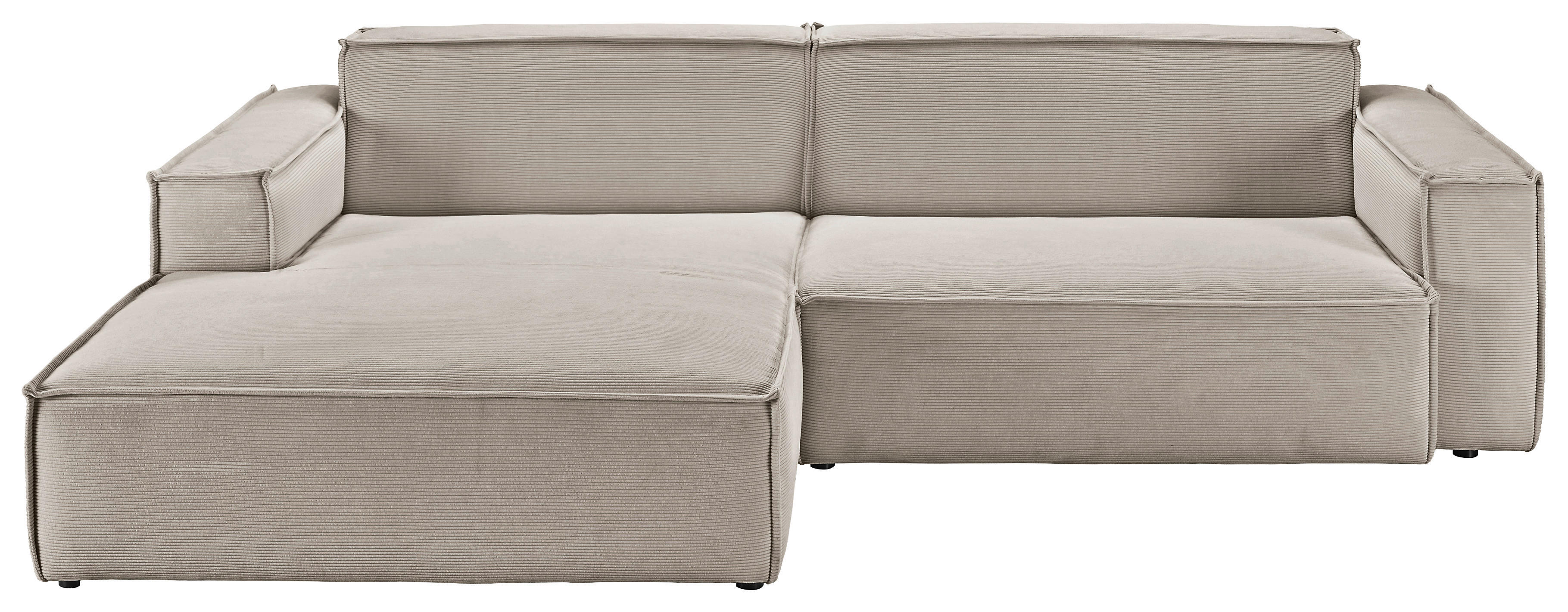 ECKSOFA Sandfarben Feincord  - Sandfarben/Schwarz, KONVENTIONELL, Kunststoff/Textil (168/276cm) - Hom`in