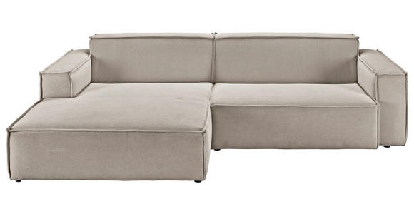 ECKSOFA in Feincord Sandfarben  - Sandfarben/Schwarz, KONVENTIONELL, Kunststoff/Textil (168/276cm) - Hom`in