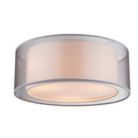 DECKENLEUCHTE  40/17,5 cm    - Grau/Nickelfarben, Design, Kunststoff/Textil (40/17,5cm) - Globo